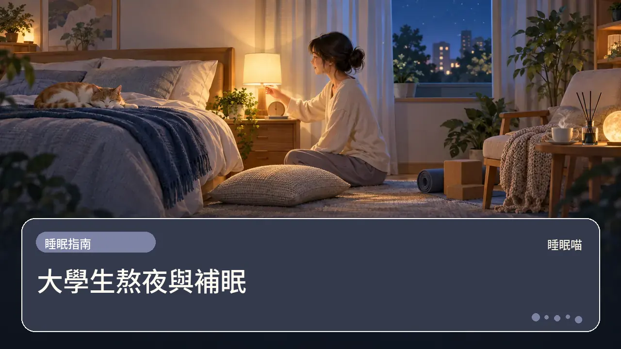大學生熬夜與補眠主題插畫