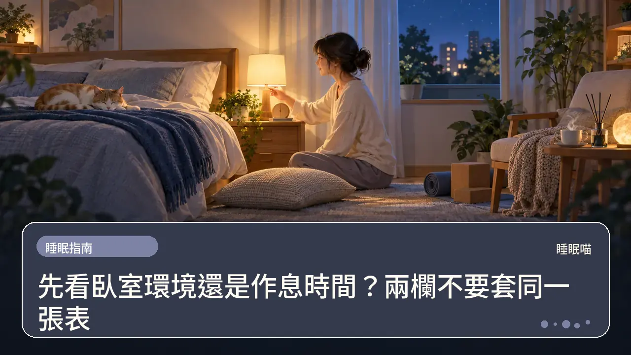 先看臥室環境還是作息時間？兩欄不要套同一張表主題插畫