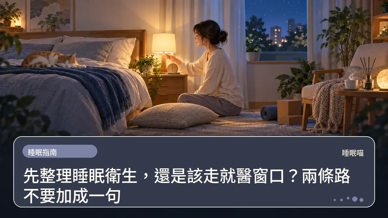先整理睡眠衛生，還是該走就醫窗口？兩條路不要加成一句主題插畫