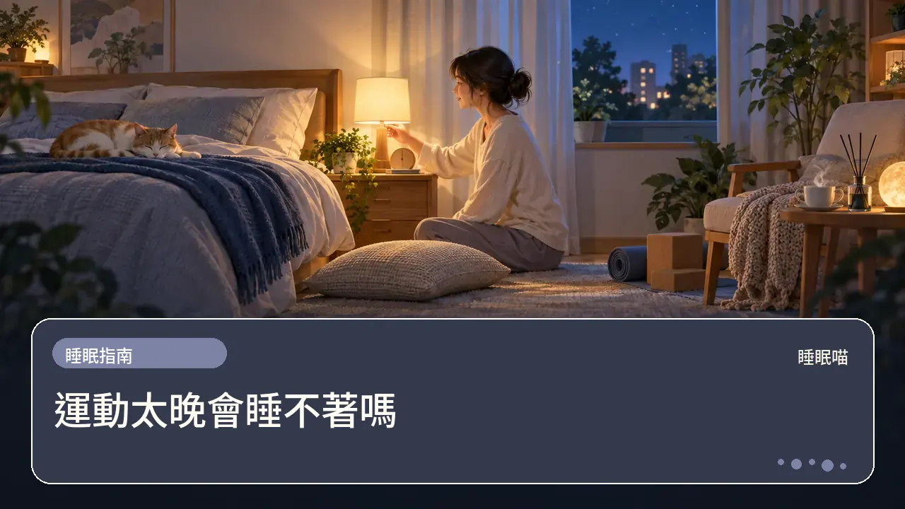 運動太晚會睡不著嗎主題插畫