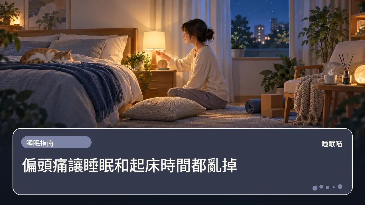 偏頭痛讓睡眠和起床時間都亂掉主題插畫