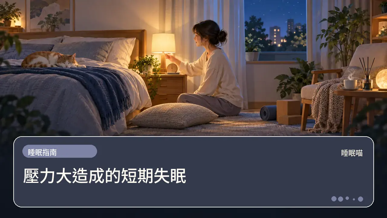 壓力大造成的短期失眠主題插畫