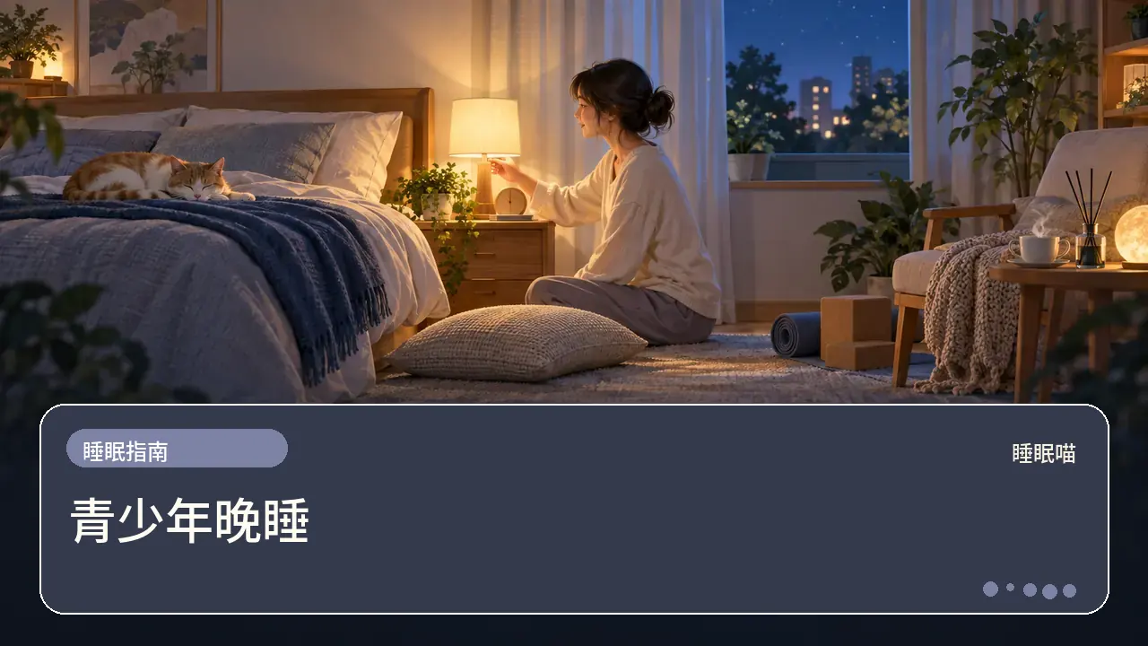 青少年晚睡主題插畫